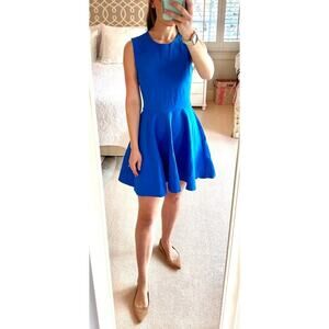 Diane Von Furstenberg DVF Jeannie Fit and Flare Dress Electric Blue Stretch